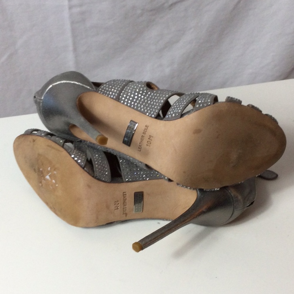 Badgley Mischka Silver Strappy Heels - Picture 6 of 10